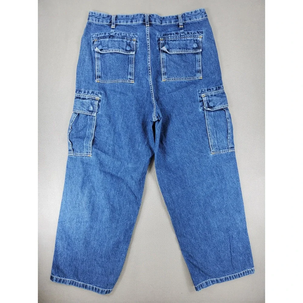 GAP Cargo Jeans Men 36 Blue Y2K Baggy Relaxed Fit Utility Denim 36x30